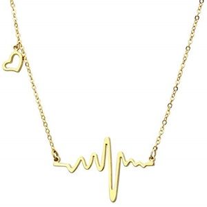 New Women EKG Necklace Heartbeat Rhythm with Love